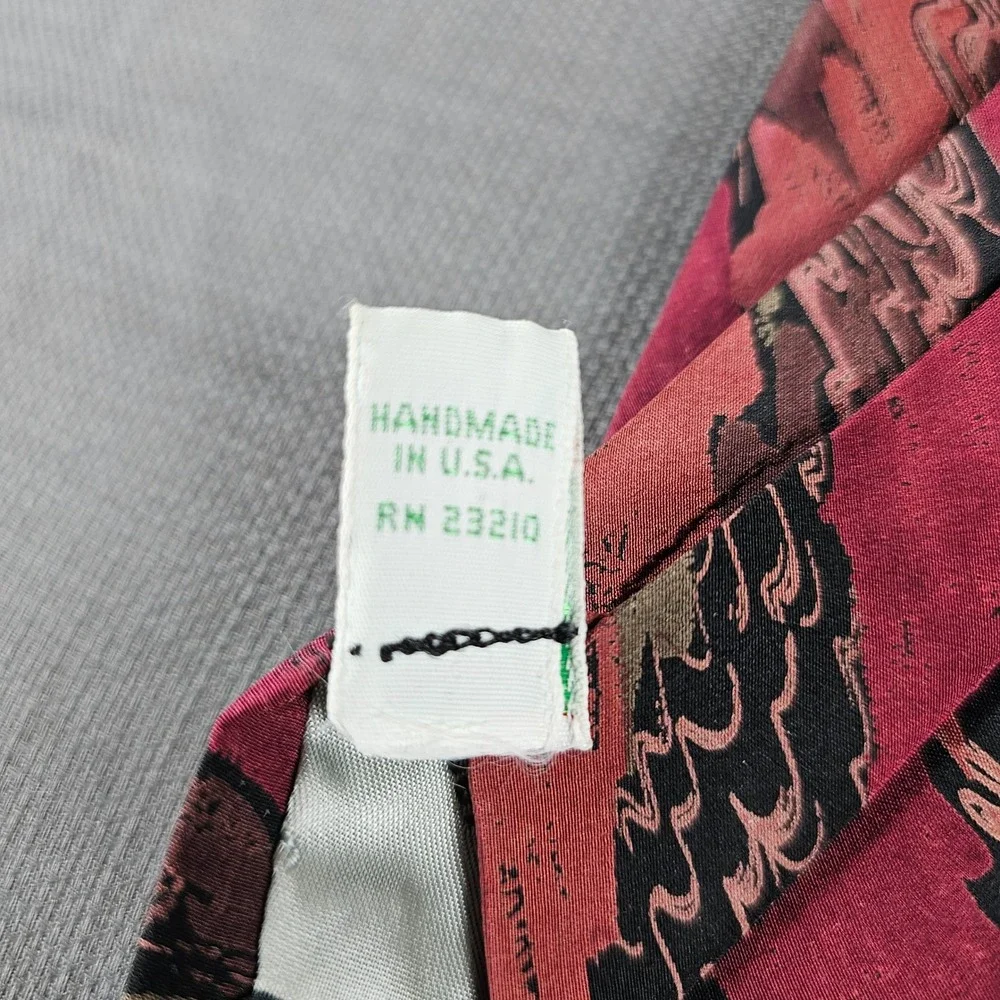 xAndrini Vintage Handmade Silk Tie Abstract Brushstroke Pink‎ Grey Italy USA